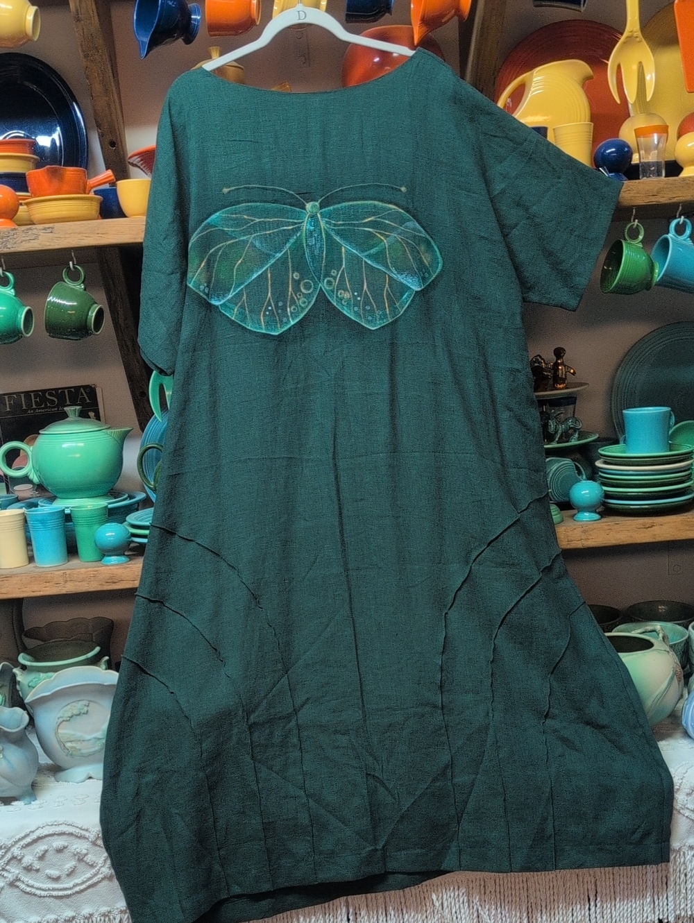 "New"Moliqlinen Hand Crafted&Hand Painted 100% Linen Sundress
